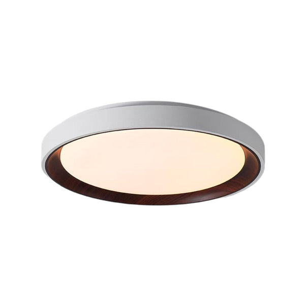 Thehouselights-Modern Dimmable Walnut Wood Round LED Flush Mount Light-Flush Mount-50 cm.-White
