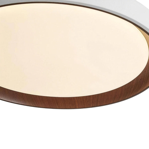 Thehouselights-Modern Dimmable Walnut Wood Round LED Flush Mount Light-Flush Mount-50 cm.-White