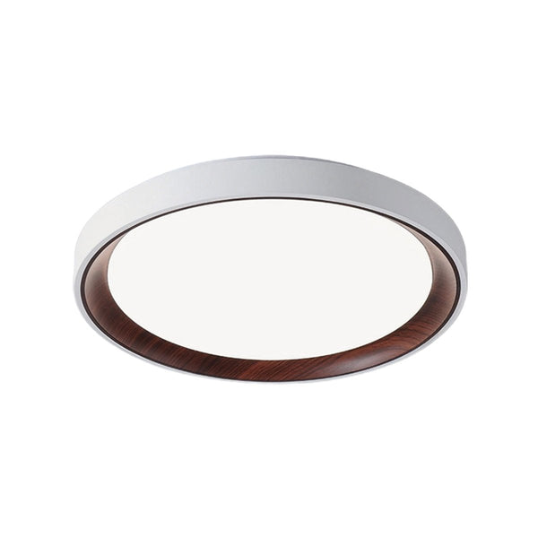 Thehouselights-Modern Dimmable Walnut Wood Round LED Flush Mount Light-Flush Mount-50 cm.-White