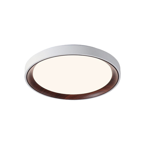 Thehouselights-Modern Dimmable Walnut Wood Round LED Flush Mount Light-Flush Mount-50 cm.-White