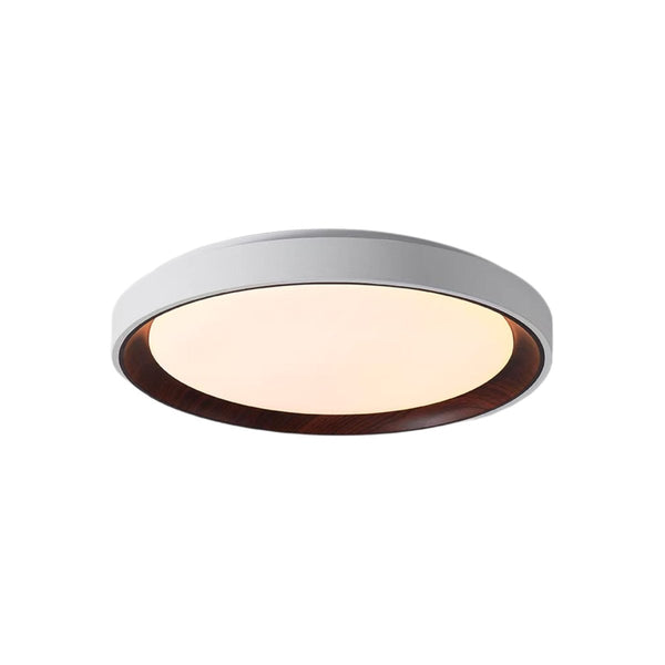 Thehouselights-Modern Dimmable Walnut Wood Round LED Flush Mount Light-Flush Mount-50 cm.-White