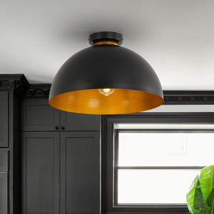 Thehouselights - Modern Farmhouse 1 - Light Dome Flush Mount - Ceiling Light - Black - 