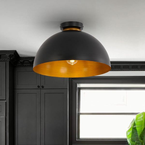 Thehouselights - Modern Farmhouse 1 - Light Dome Flush Mount - Ceiling Light - Black - 
