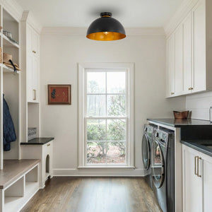 Thehouselights - Modern Farmhouse 1 - Light Dome Flush Mount - Ceiling Light - Black - 