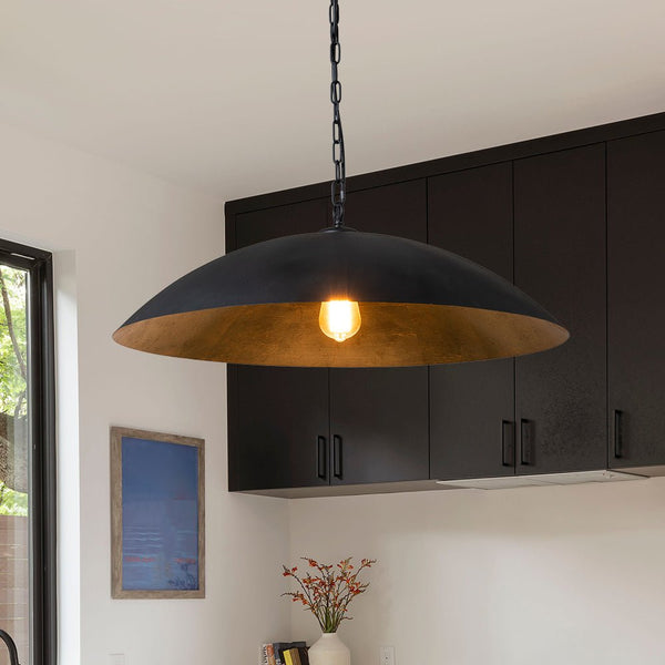 Thehouselights-Modern Farmhouse Black Dome Pendant Lighting-Pendant-Black-