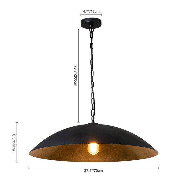 Thehouselights-Modern Farmhouse Black Dome Pendant Lighting-Pendant-Black-