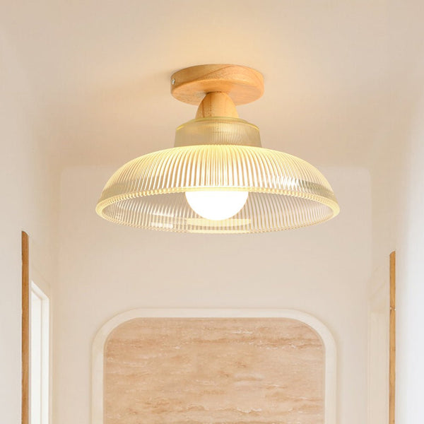 Thehouselights - Modern Farmhouse Glass Dome Flush Mount Ceiling - Ceiling Light - Transparent - 