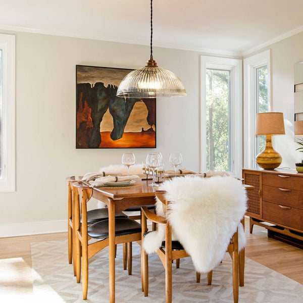 Thehouselights - Modern Farmhouse Glass Dome Pendant Light - Pendant - 38 cm. - 