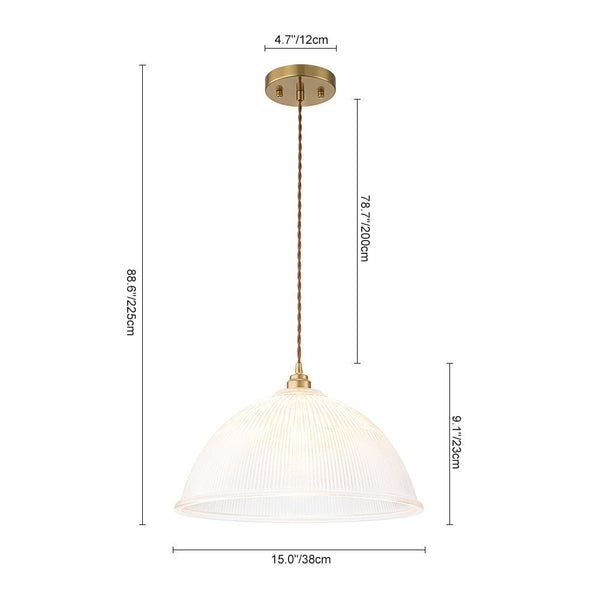Thehouselights - Modern Farmhouse Glass Dome Pendant Light - Pendant - 38 cm. - 