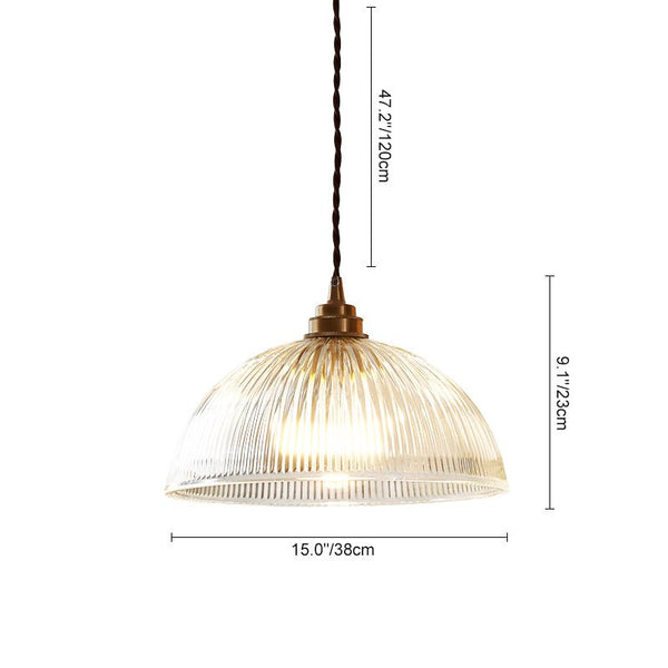 Thehouselights - Modern Farmhouse Glass Dome Pendant Light - Pendant - 38 cm. - 