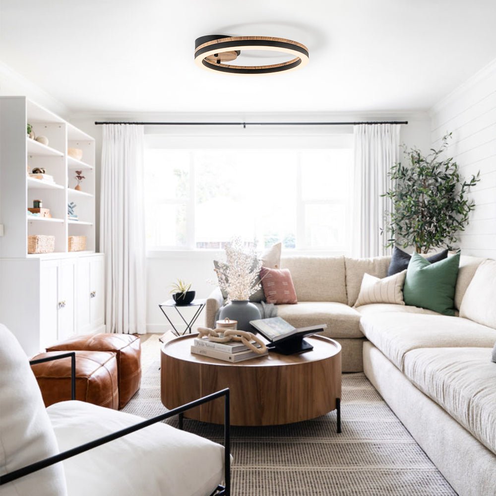 Modern Farmhouse LED Walnut Wood Grain Flush Mount | thehouselights ...