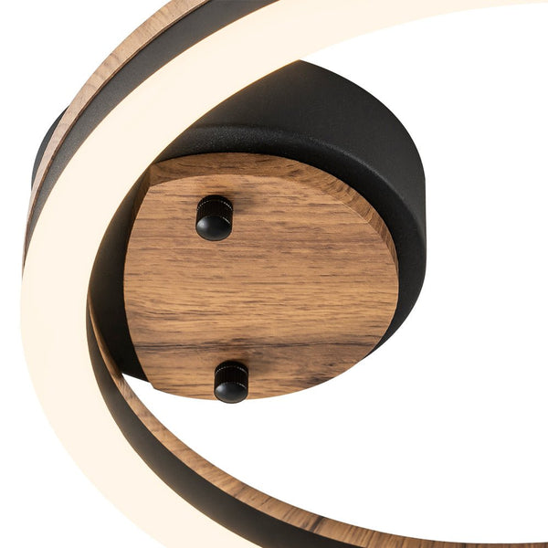 Thehouselights - Modern Farmhouse LED Walnut Wood Grain Flush Mount - Ceiling Light - 1 - Light - 