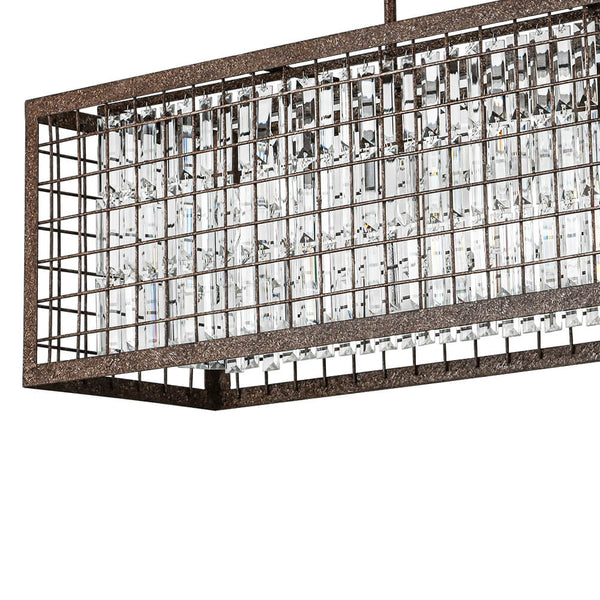 Thehouselights - Modern Farmhouse Rectangle Crystal Island Chandelier - Chandelier - Brown - 