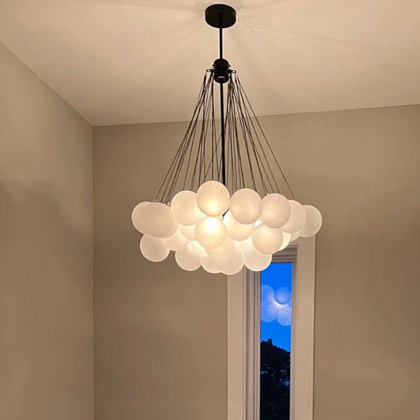 Thehouselights - Modern Hanging Glass Cluster Bubble Chandelier Light - Chandelier - 19 Bubbles - Black
