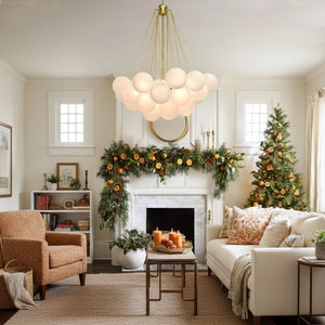 Thehouselights - Modern Hanging Glass Cluster Bubble Chandelier Light - Chandelier - 19 Bubbles - Gold