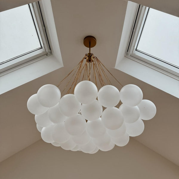 Thehouselights - Modern Hanging Glass Cluster Bubble Chandelier Light - Chandelier - 37 Bubbles - Gold