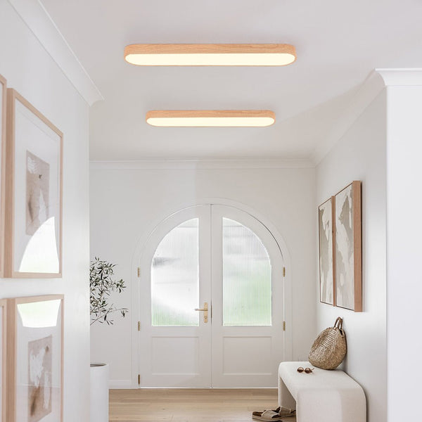 Thehouselights - Modern LED Long Oval Flush Mount Ceiling Light - Flush Mount - Dark Brown - Warm White