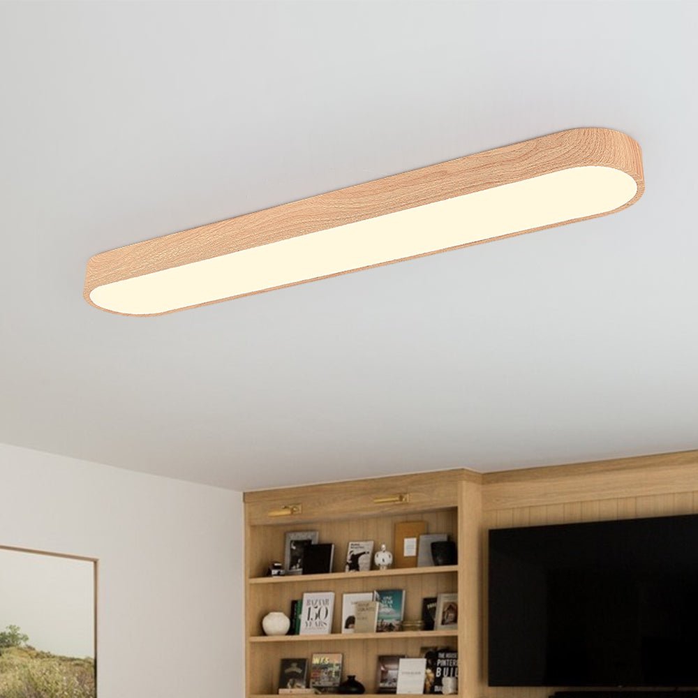 Modern LED Long Oval Flush Mount Ceiling Light - Main Image