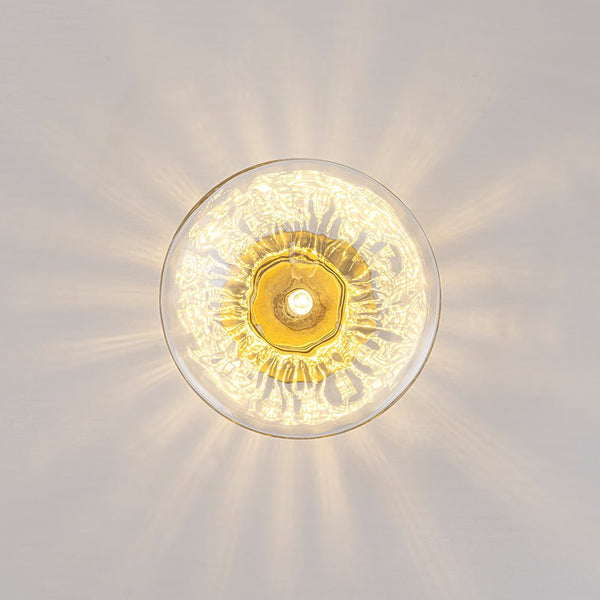 Thehouselights - Modern Oval Water Glass Flush Mount Ceiling - Ceiling Light - Brass - 