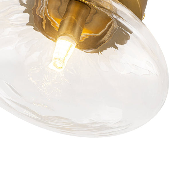 Thehouselights - Modern Oval Water Glass Flush Mount Ceiling - Ceiling Light - Brass - 