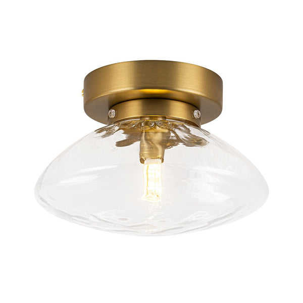 Thehouselights - Modern Oval Water Glass Flush Mount Ceiling - Ceiling Light - Brass - 