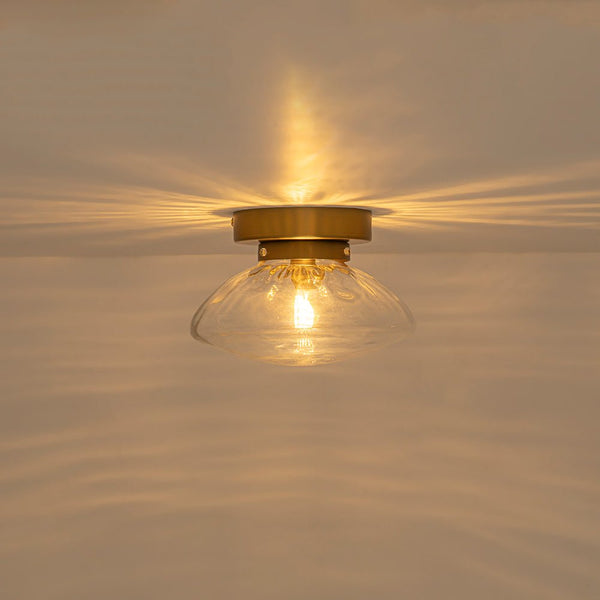 Thehouselights - Modern Oval Water Glass Flush Mount Ceiling - Ceiling Light - Brass - 