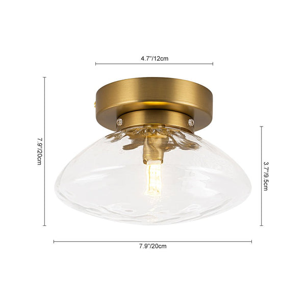 Thehouselights - Modern Oval Water Glass Flush Mount Ceiling - Ceiling Light - Brass - 