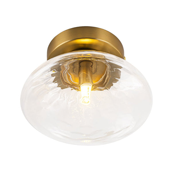 Thehouselights - Modern Oval Water Glass Flush Mount Ceiling - Ceiling Light - Brass - 