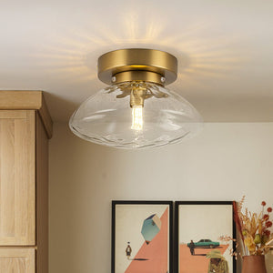 Thehouselights - Modern Oval Water Glass Flush Mount Ceiling - Ceiling Light - Brass - 