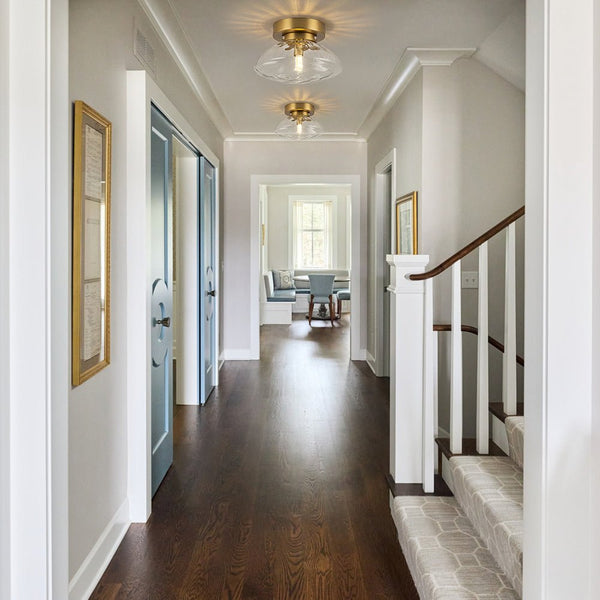 Thehouselights - Modern Oval Water Glass Flush Mount Ceiling - Ceiling Light - Brass - 