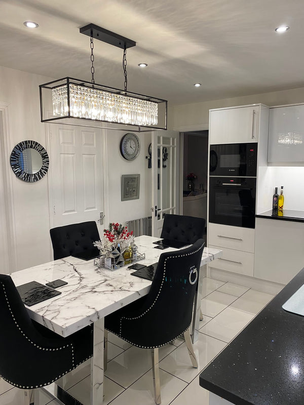 Modern Rectangle Crystal Kitchen Island Chandelier