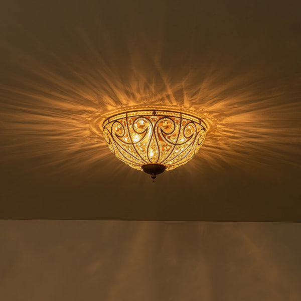 Thehouselights - Modern Roman 3 - Light Crystal Glass Flush Mount Chandelier - Ceiling Light - Bronze - 