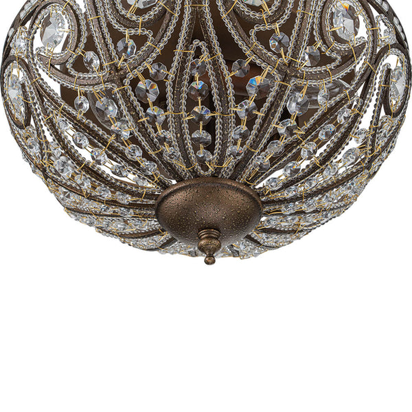 Thehouselights - Modern Roman 3 - Light Crystal Glass Flush Mount Chandelier - Ceiling Light - Bronze - 