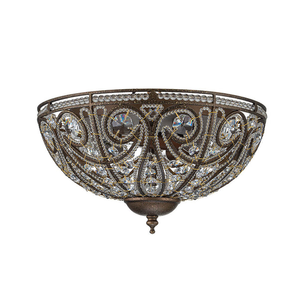 Thehouselights - Modern Roman 3 - Light Crystal Glass Flush Mount Chandelier - Ceiling Light - Bronze - 