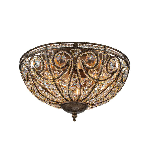 Thehouselights - Modern Roman 3 - Light Crystal Glass Flush Mount Chandelier - Ceiling Light - Bronze - 