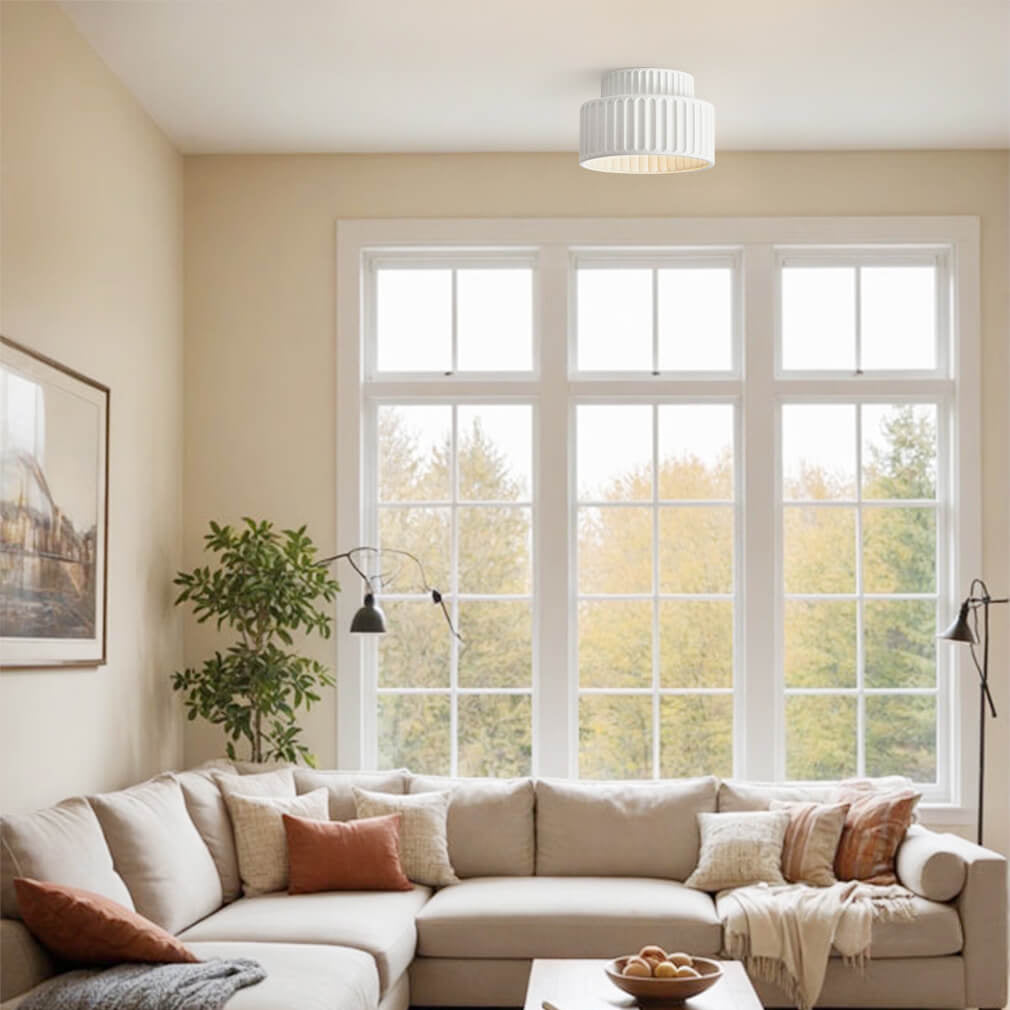 Dimmbare 2-lagige Deckenleuchte in Nordic Cream für den Flur