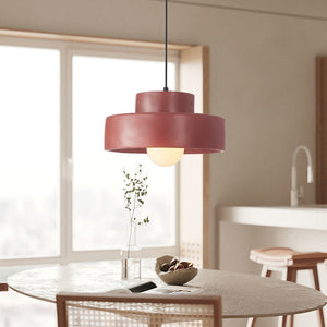 Thehouselights - Nordic Geometric Cylindrical Ceramic Pendant Lighting - Pendant - Red - 