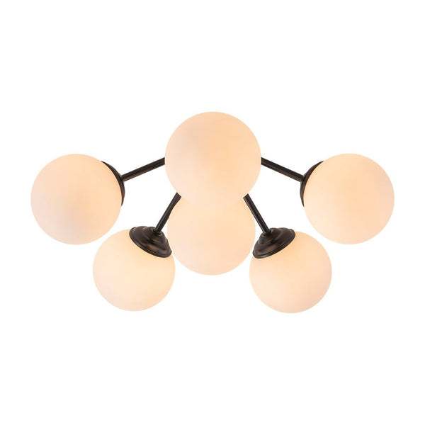Thehouselights - Opal Glass Sputnik Bubble Semi Flush Chandelier - Chandelier - Black - 6 - Light