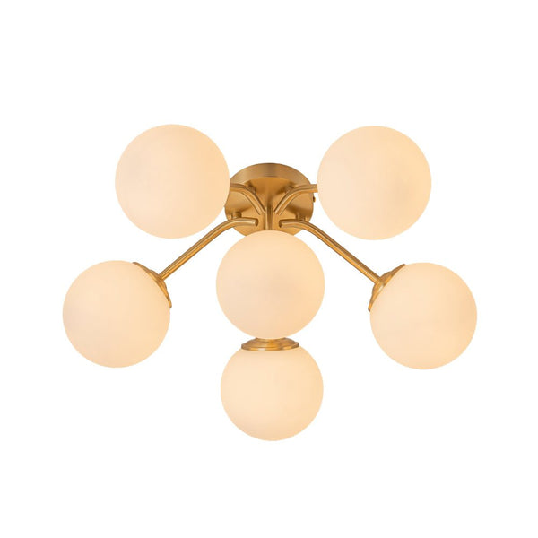 Thehouselights - Opal Glass Sputnik Bubble Semi Flush Chandelier - Chandelier - Black - 6 - Light