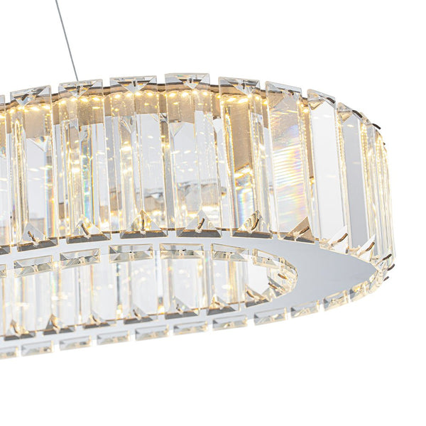 Thehouselights - Oval Crystal Linear Island Chandelier - Chandelier - Chrome - 