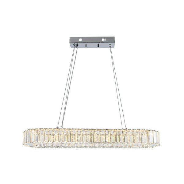 Thehouselights - Oval Crystal Linear Island Chandelier - Chandelier - Chrome - 