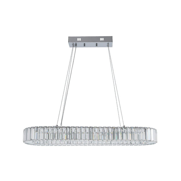 Thehouselights - Oval Crystal Linear Island Chandelier - Chandelier - Chrome - 