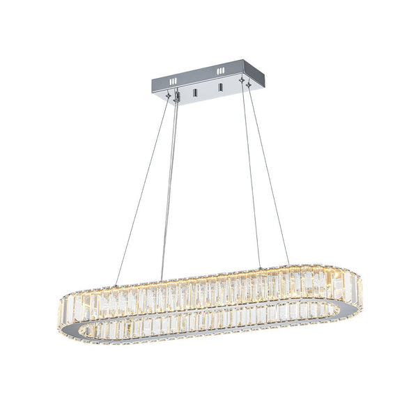 Thehouselights - Oval Crystal Linear Island Chandelier - Chandelier - Chrome - 