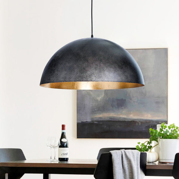 Thehouselights - Oversized Large Dome Pendant Light - Pendant - Black - 60 cm.