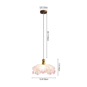 Thehouselights-Pink Floral Glass LED Pendant Lighting-Pendant-1-Light-