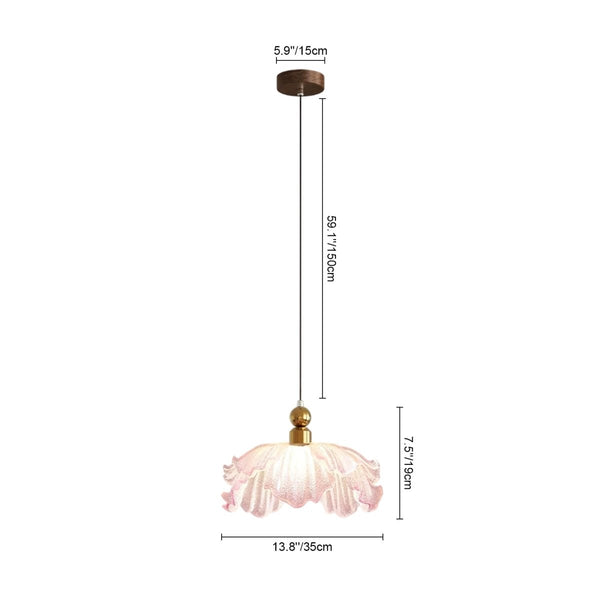 Thehouselights-Pink Floral Glass LED Pendant Lighting-Pendant-1-Light-