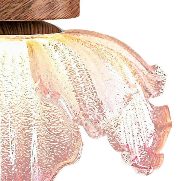 Thehouselights-Pink Floral Glass LED Semi Flush Mount-Ceiling Light-1-Light-