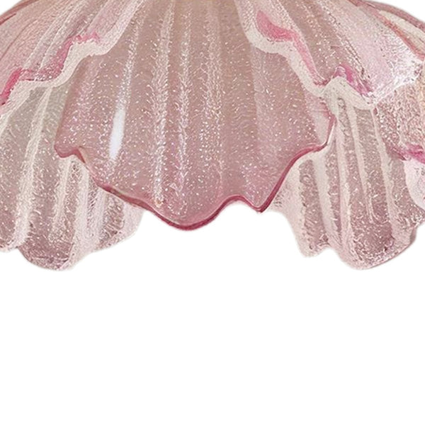 Thehouselights-Pink Floral Glass LED Semi Flush Mount-Ceiling Light-1-Light-