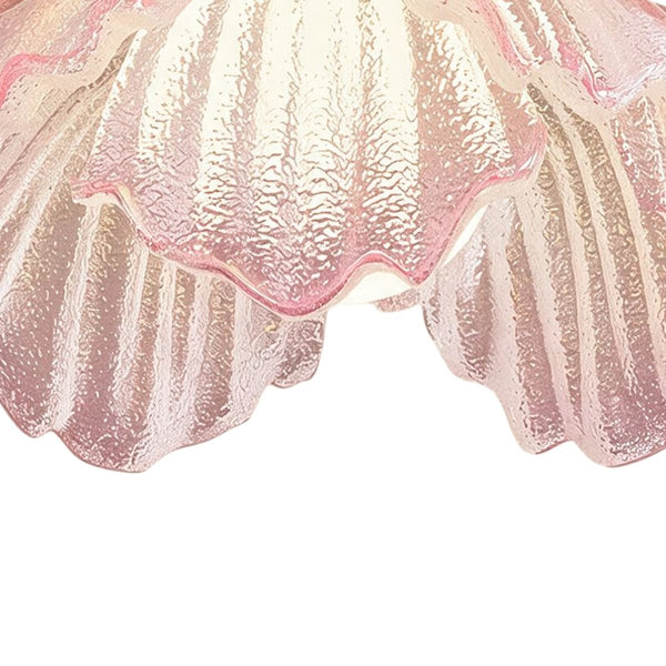 Thehouselights-Pink Floral Glass LED Semi Flush Mount-Ceiling Light-1-Light-