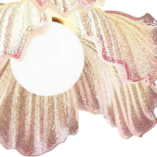 Thehouselights-Pink Floral Glass LED Semi Flush Mount-Ceiling Light-1-Light-